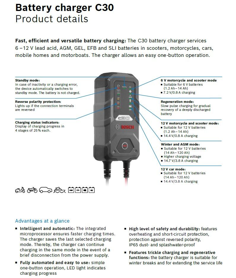 Batterieladegerät C3, 6 & 12V