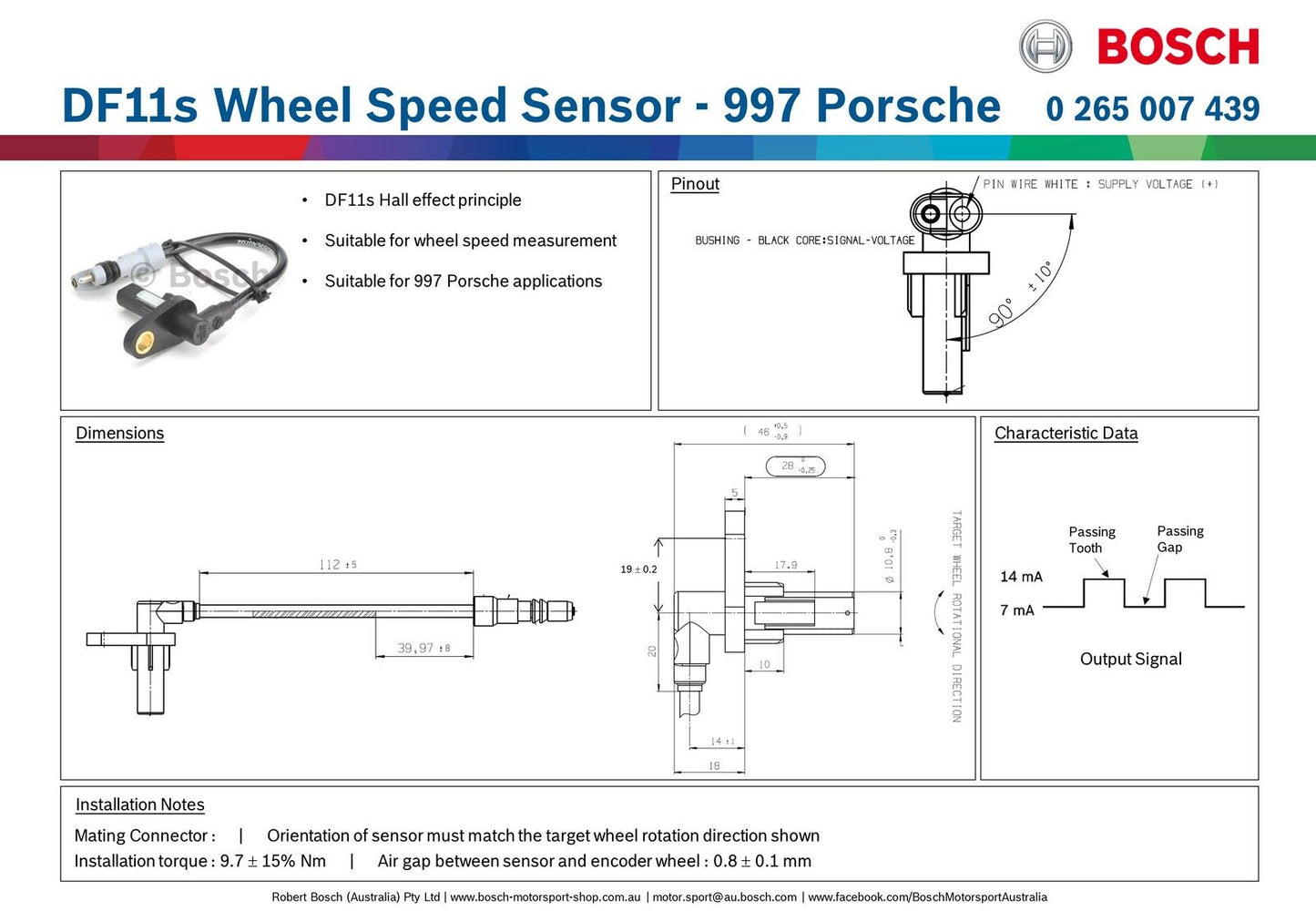 DF11s Wheel Speed Sensor - 997 Porsche