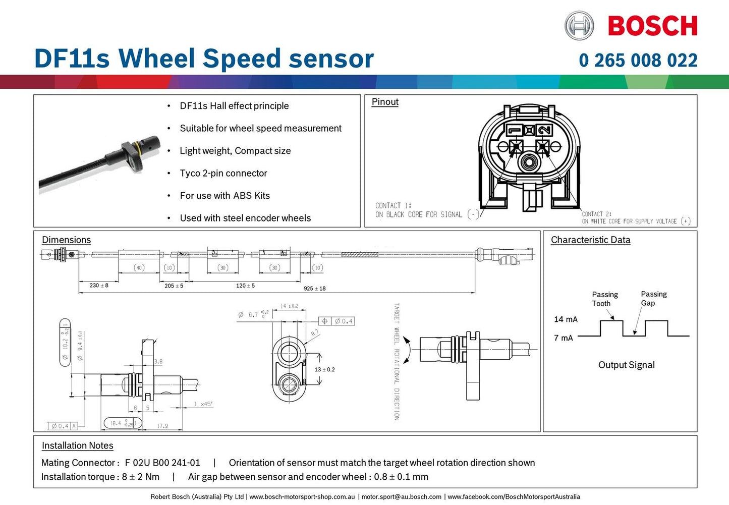 DF11s Wheel Speed sensor