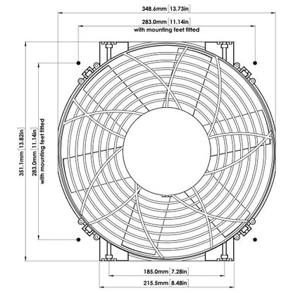 14" Slimline Thermatic Electric Fan 12V - Davies Craig