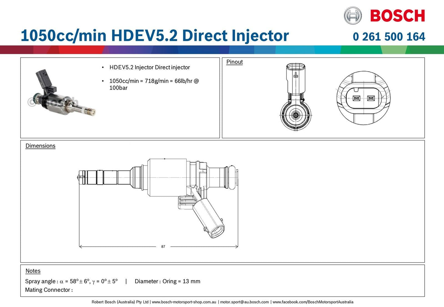 BOSCH 1050cc/min HDEV5.2 Direct Injector