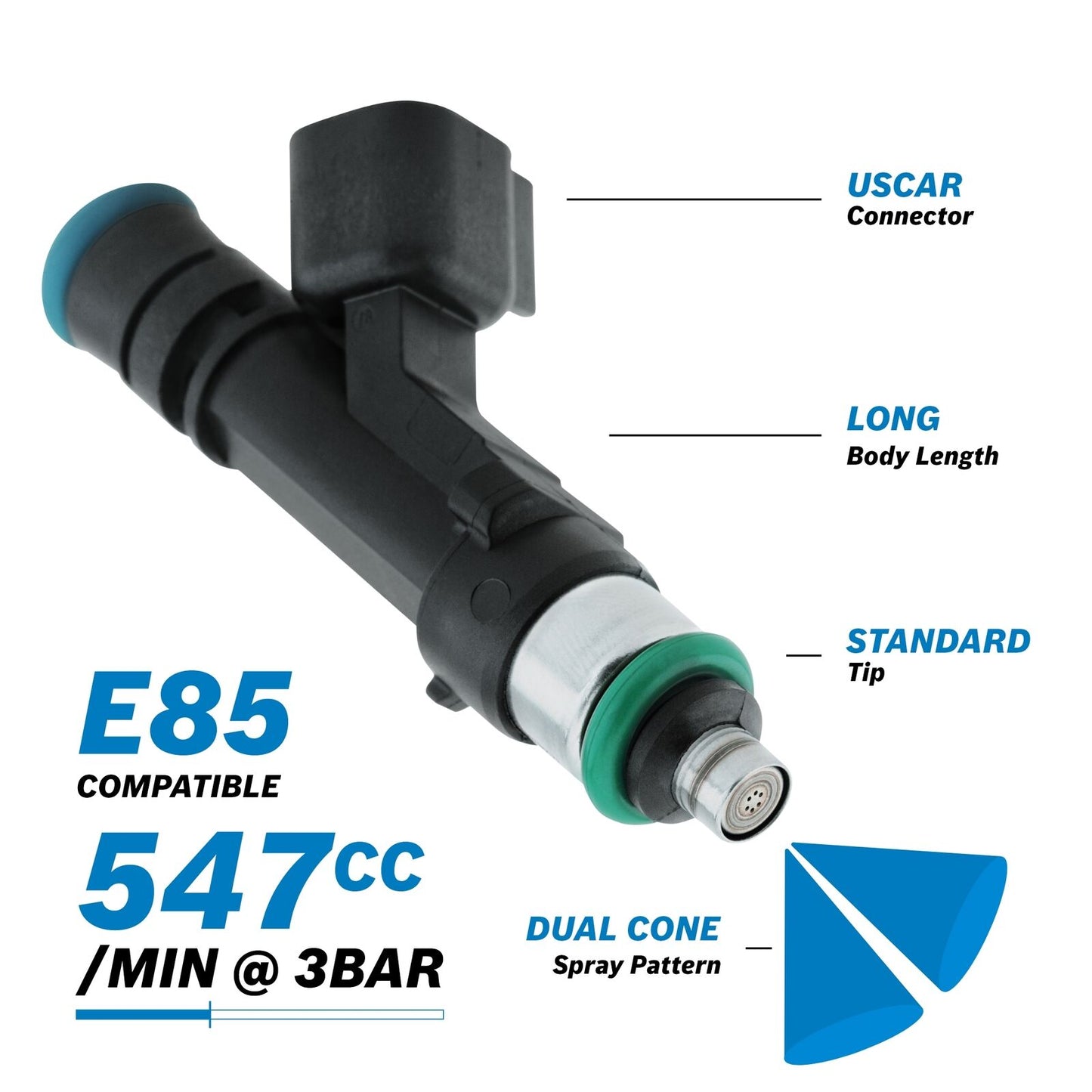 BOSCH 547cc/min EV14 Injector Long body