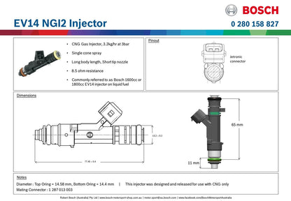 EV14 NGI2 喷油器 Jetronic 连接器