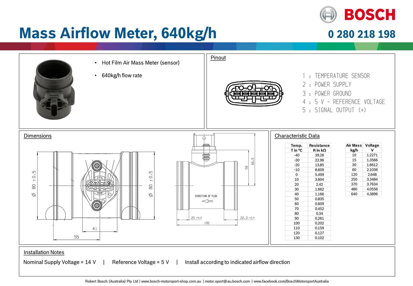 Luftmassenmesser, 640 kg/h