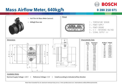 Mass Airflow Meter, 640kg/h