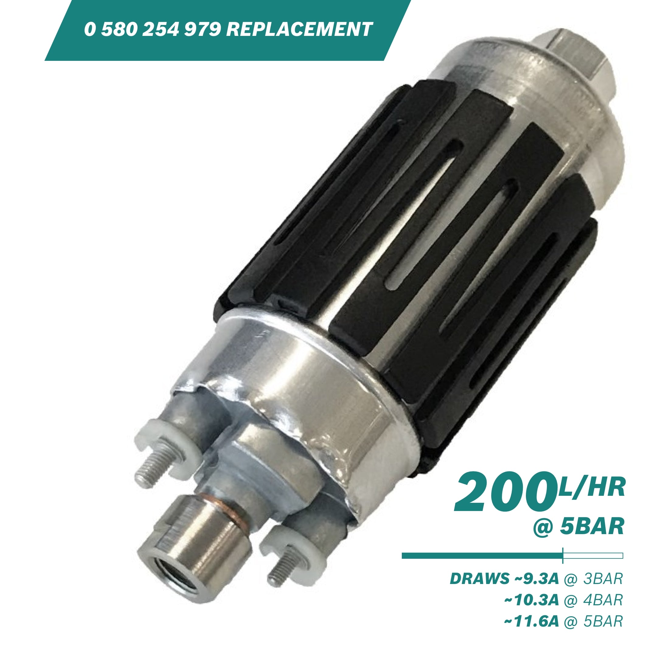>200l/h @5bar In-line Fuel Pump replacement 0 580 254 979