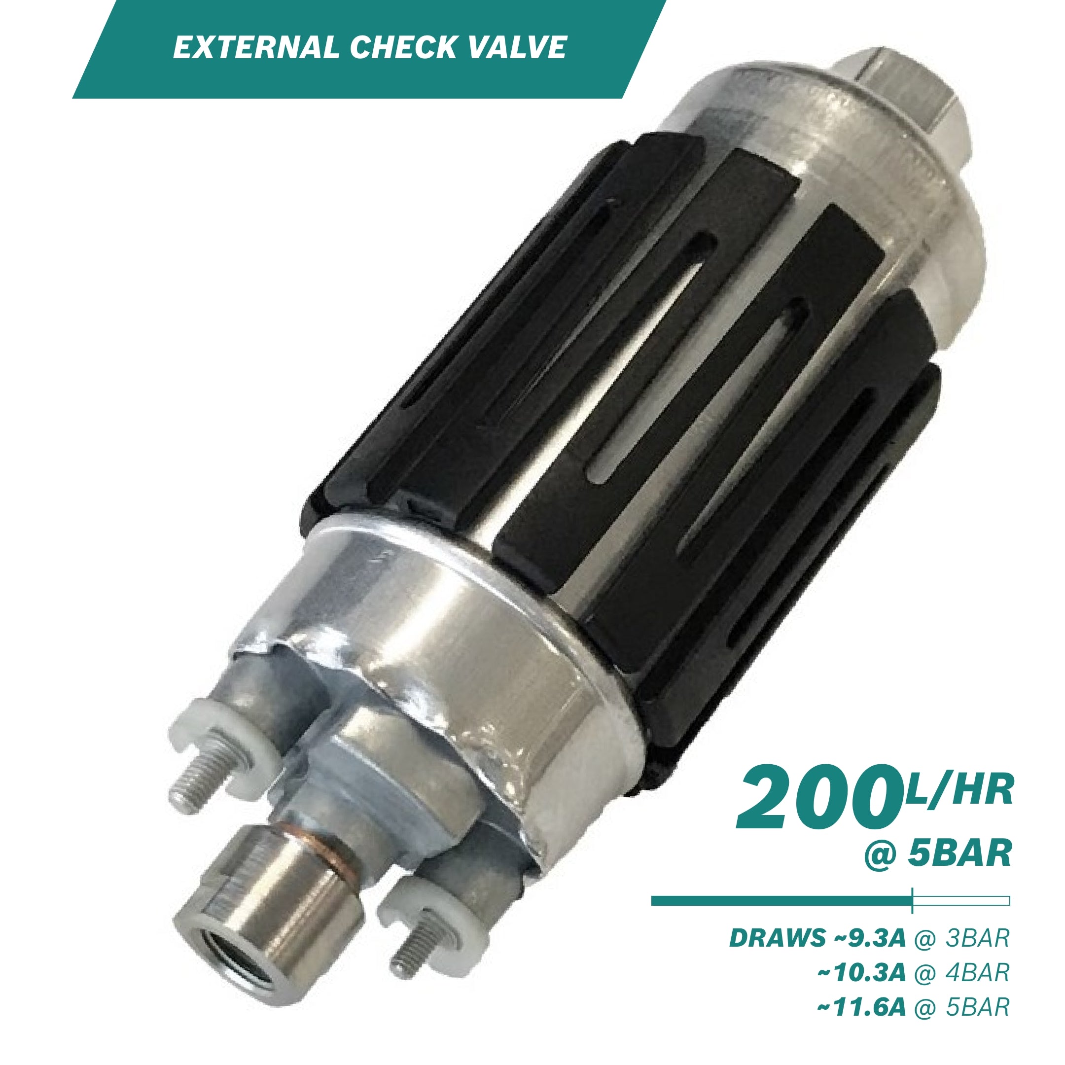>200l/h @5bar In-line Fuel Pump External Check Valve